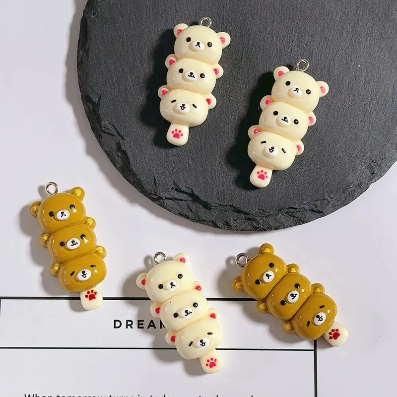 10 Stück mehrschichtige Bären-Eiscreme-Harzanhänger, Kawaii-Lebensmittel-Anhänger zum Selbermachen für Ohrringe, Handyketten, Schmuckherstellung, Zubehör – Detail 2