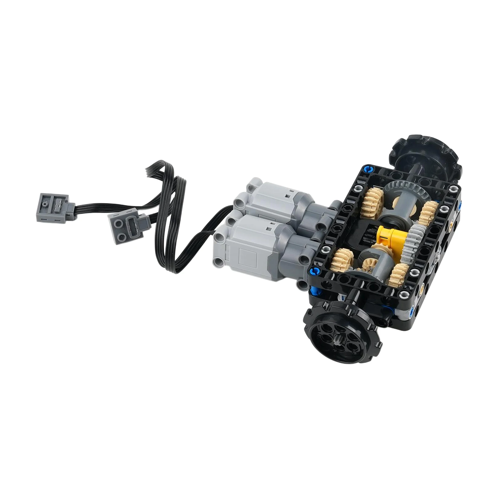 Montaje de tanque de dirección, estructura de flujo de doble onda, engranajes, bloques de construcción, agujero, brazo, haz, Control de Motor de potencia, piezas de ladrillos MOC, Juguetes