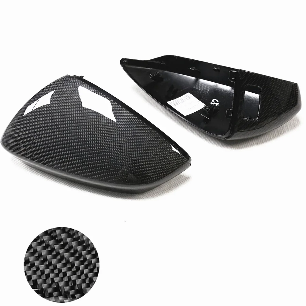 2 Pieces Rear View Mirror Cover Car Replacement Shell Case Caps Clip On With Lane Assist Carbon Fiber For Audi A3 2021+