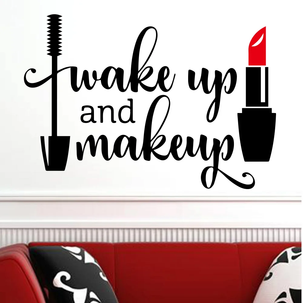 Beauty Salon Salon Lipstick Eyes Vinyl Wall Sticker Wallpaper For Beauty Salon Girls Bedroom Decor Mural Poster Quotes Make Up