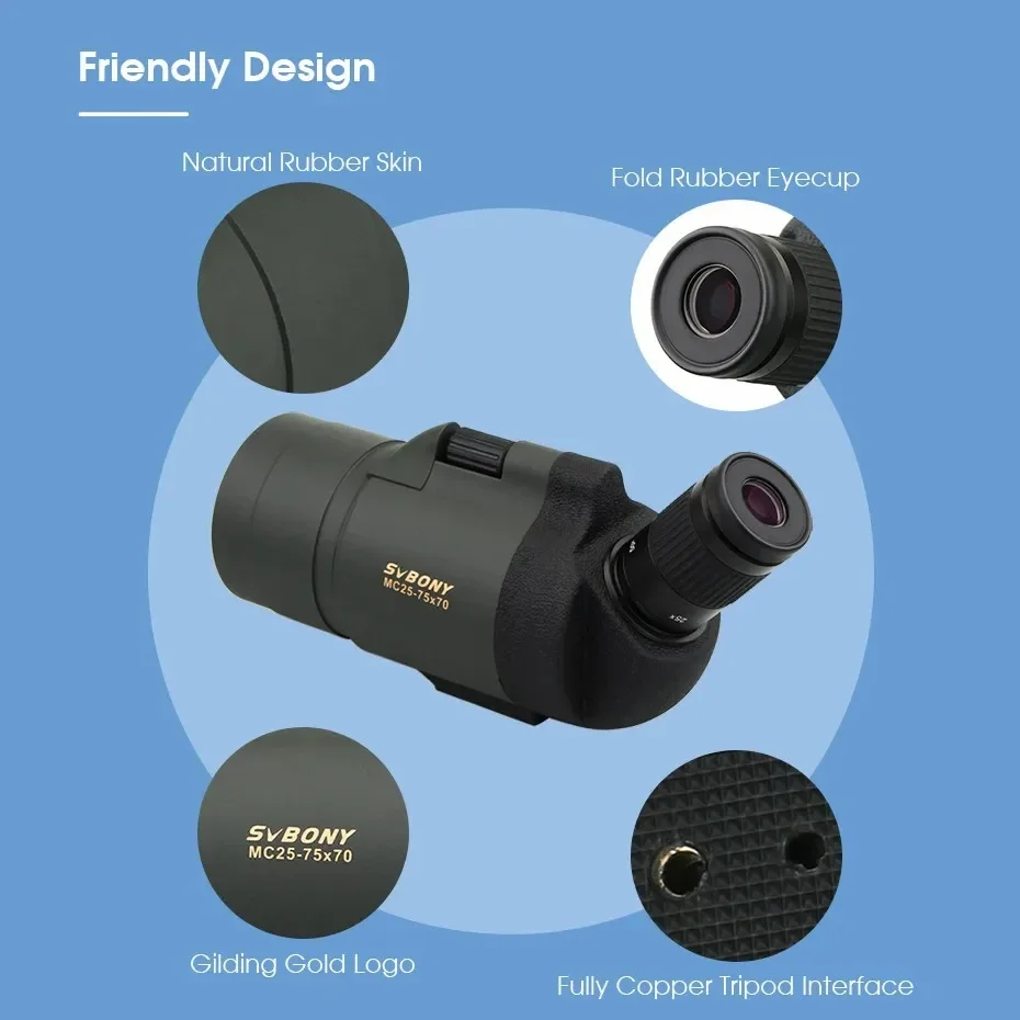 

2025 new originalSVBONY Astronomical Telescope SV41 Spotting Scope 25-75x70 MAK powerful FMC BAK4 camping equipment for Birdwat