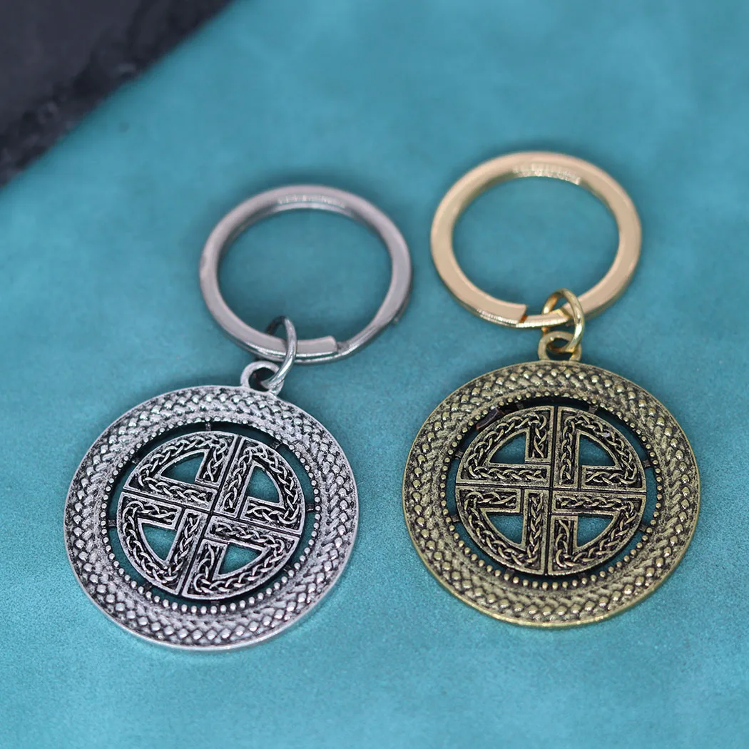 Sheild Knot Asatru Celtic Pendant Keychain For Men Women Slavic Key Chains Viking Jewelry Birthday Gift