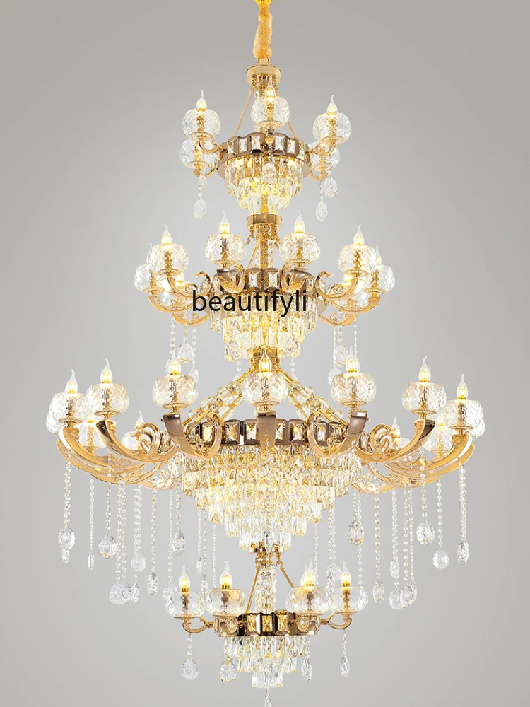 HJ Chandelier New Crystal Lamps for the Middle Building of the Living Room of the Villa