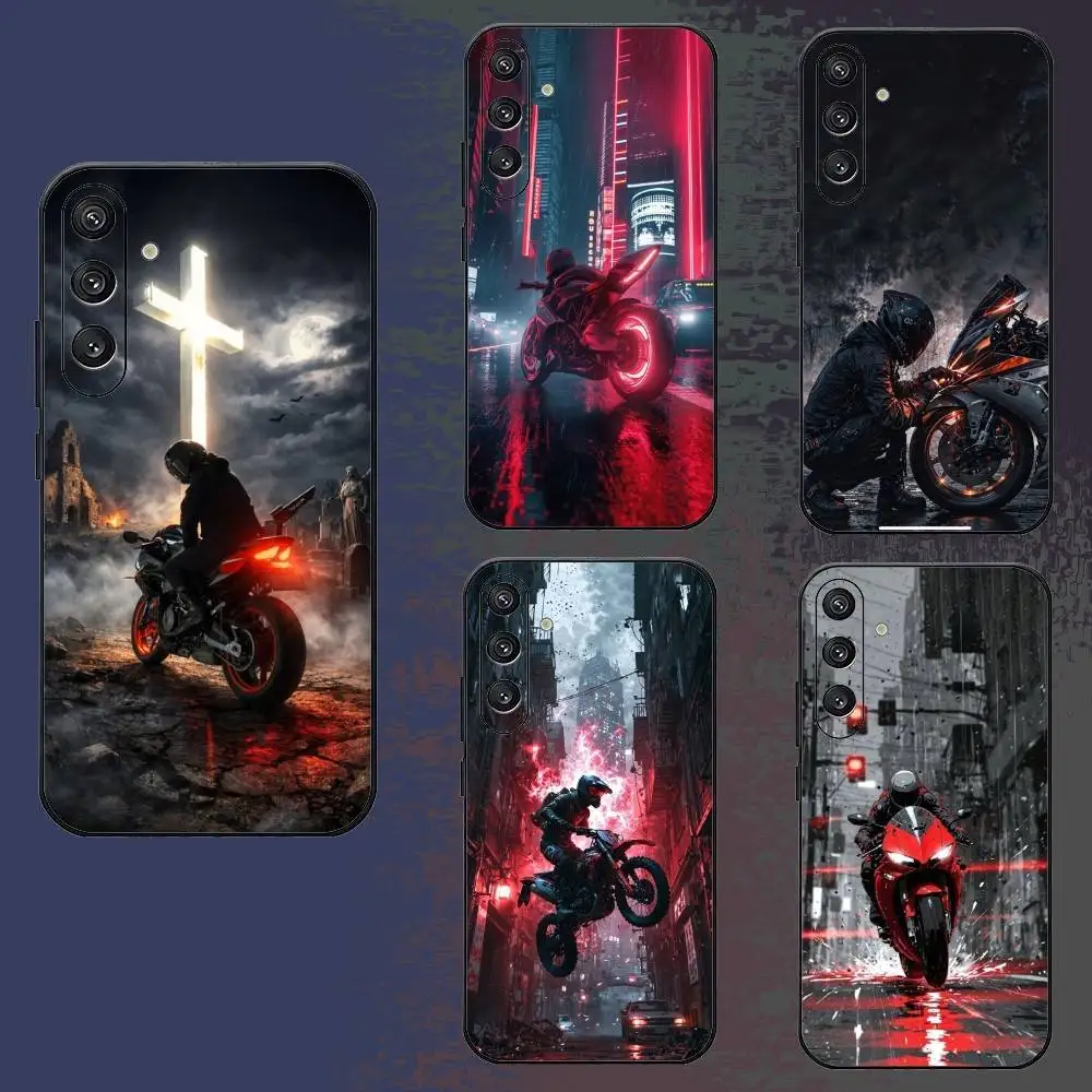 

Cool Cyber Motorcycle Phone Case For Samsung Galaxy A73,A72,A71,A70,A52,A51 Others Soft Black Cover