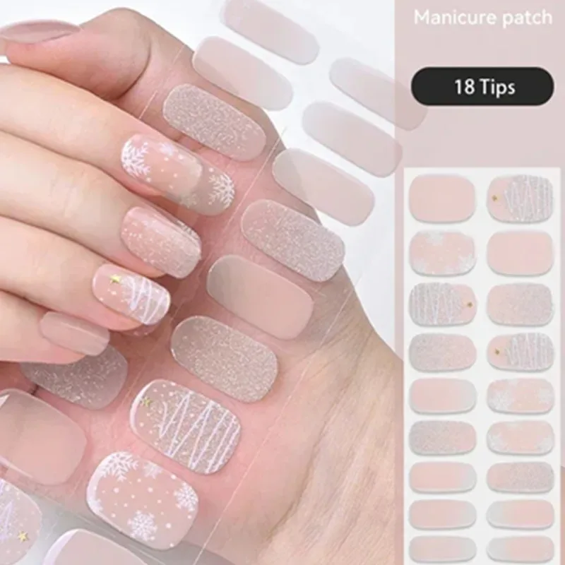 Semi Cured Gel Nail Polish Strips Self-Adhesive Waterproof Full Girl Beauty Stickers for Nails French Manicure UV Lamp Need