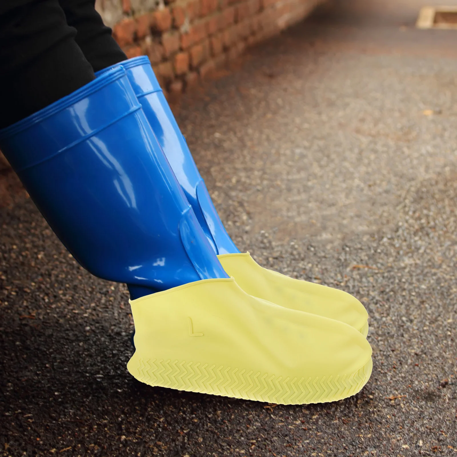 

1Pair Waterproof Shoe Covers Splashproof Thickened Anti-Skid Rain Boot Covers Outdoor Reusable Shoe Protectors Size L