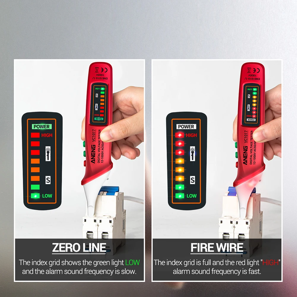 Power Factor Multi-Functional Meter Voltmeter Digital Voltage Tester Detector Non-contact LED Lights Electric Indicator