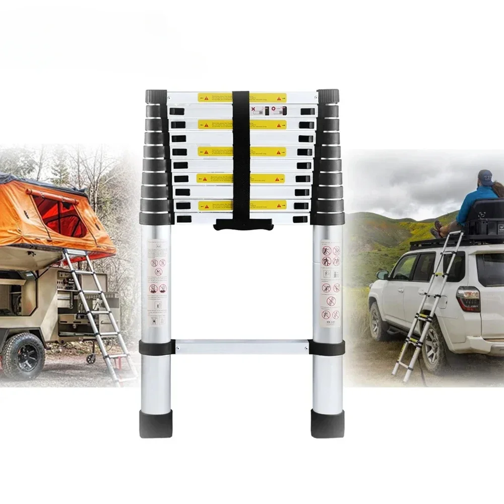 Aluminum 19.5Ft Wide Step Telescoping Extension Ladder Telescopic Wide Pedal Professional Ladder 5.9M TL