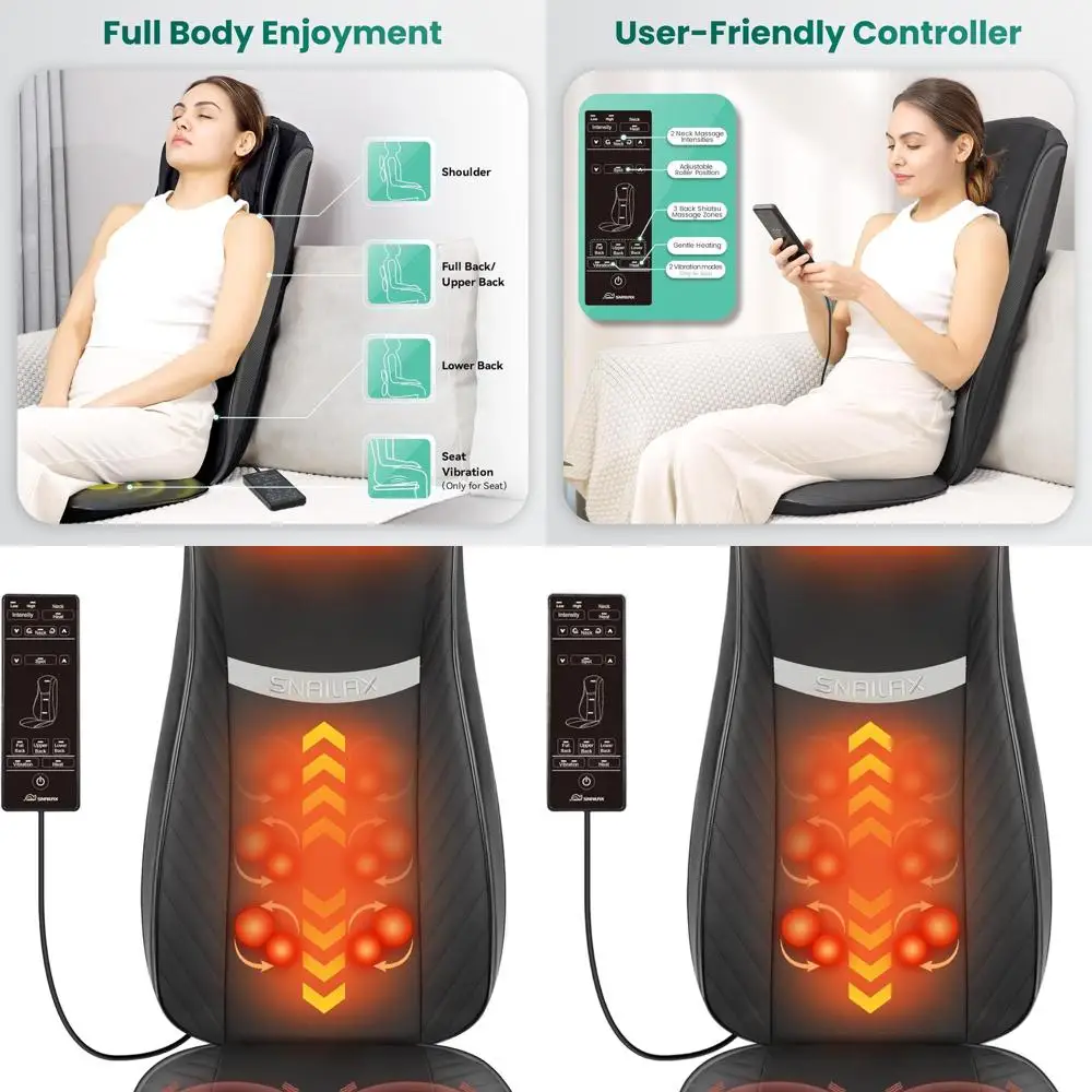 

Heated Shiatsu Massage Pad with Deep Kneading and Adjustable Intensity for Full Body Relaxation