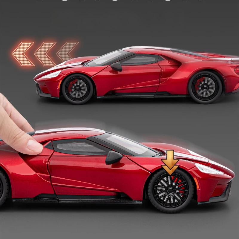 Supercar GT 1:24, alta simulación, aleación de Metal fundido a presión, modelo de coche, sonido, luz, colección extraíble, juguetes para niños, regalos