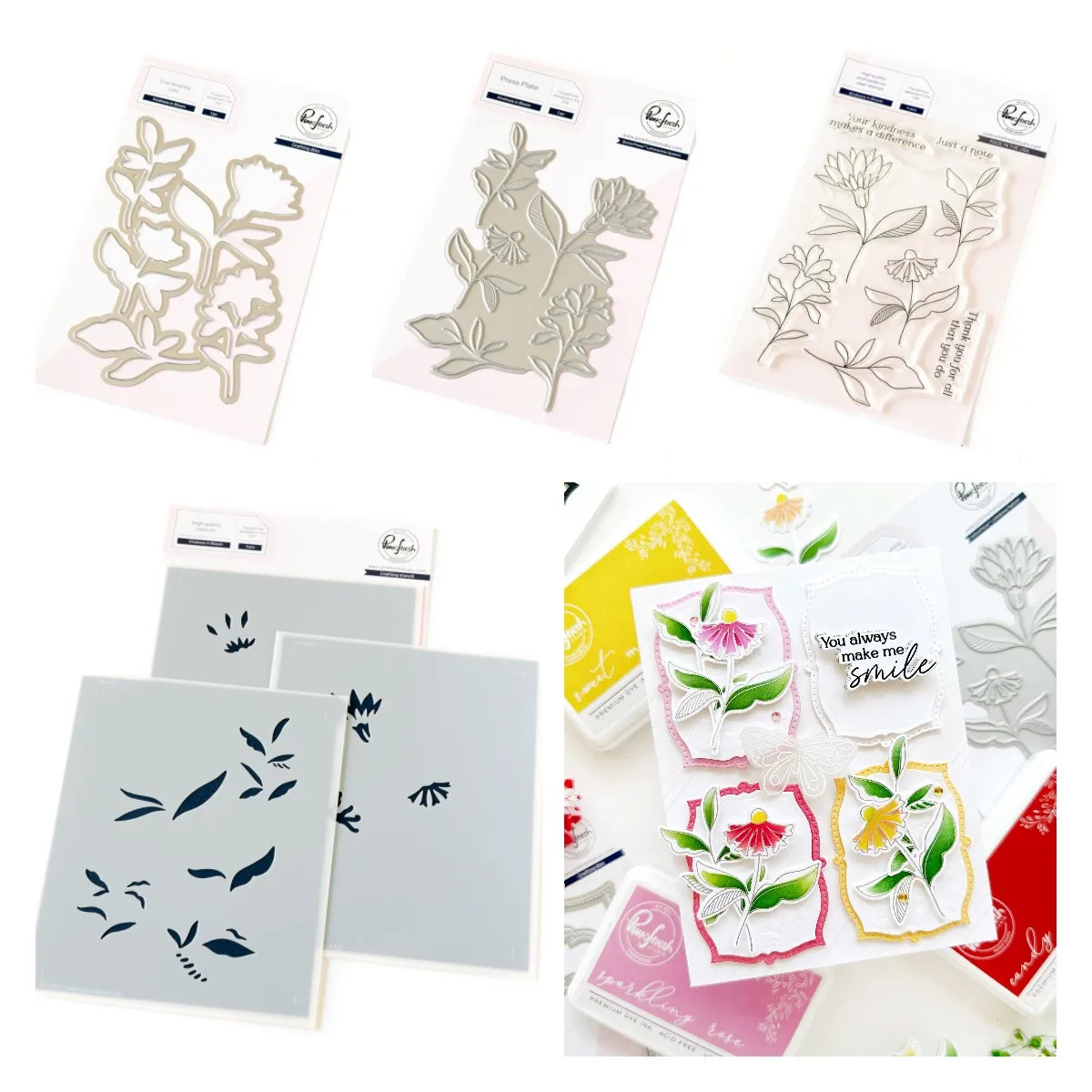 

pink for October new Kindness In Bloom emotion Silicone Stamps Seal Die Hot Foil plate diy Scrapbooking Cards Handmade stencils