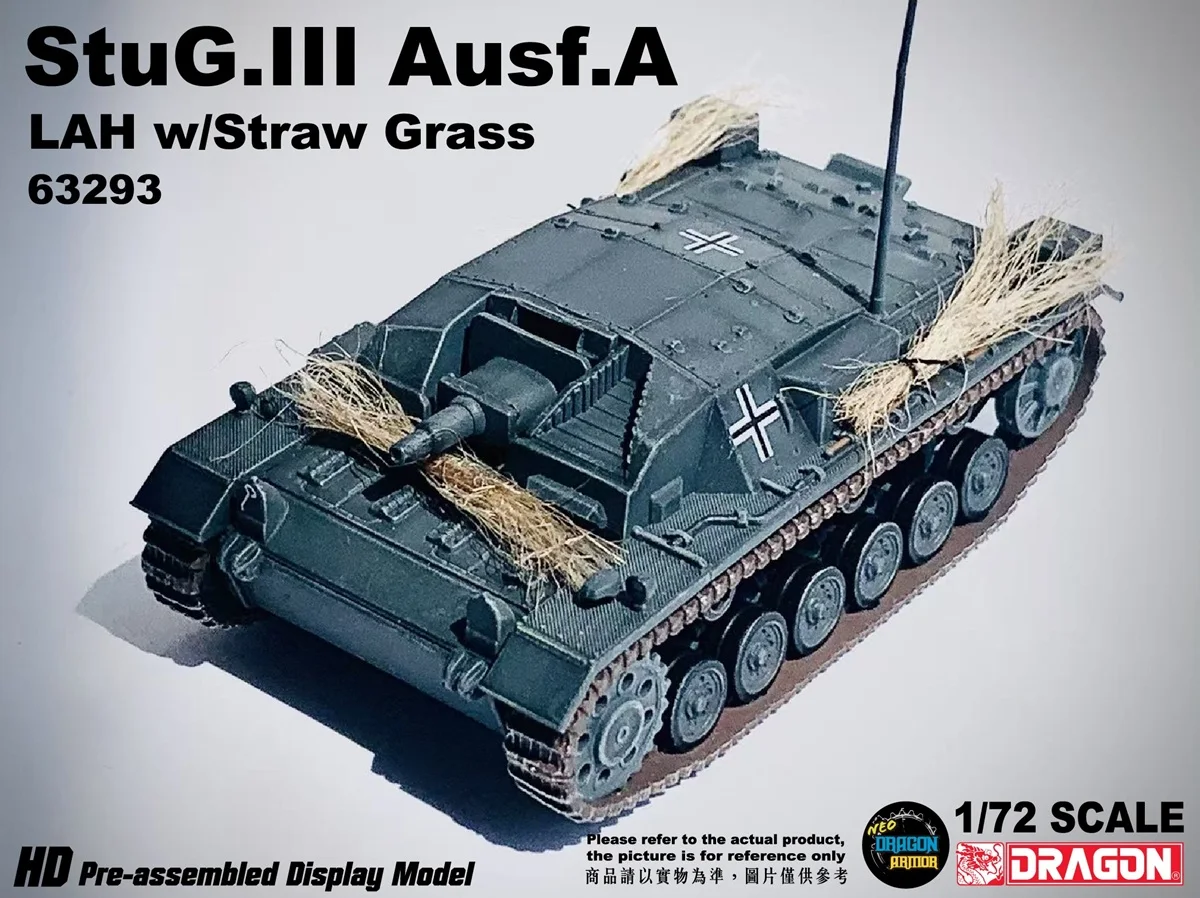 Dragon 1/72 Scale StuG.III Ausf.A w/Straw Grass LAH France NO.63293 Finished Model Military Collection In Stock