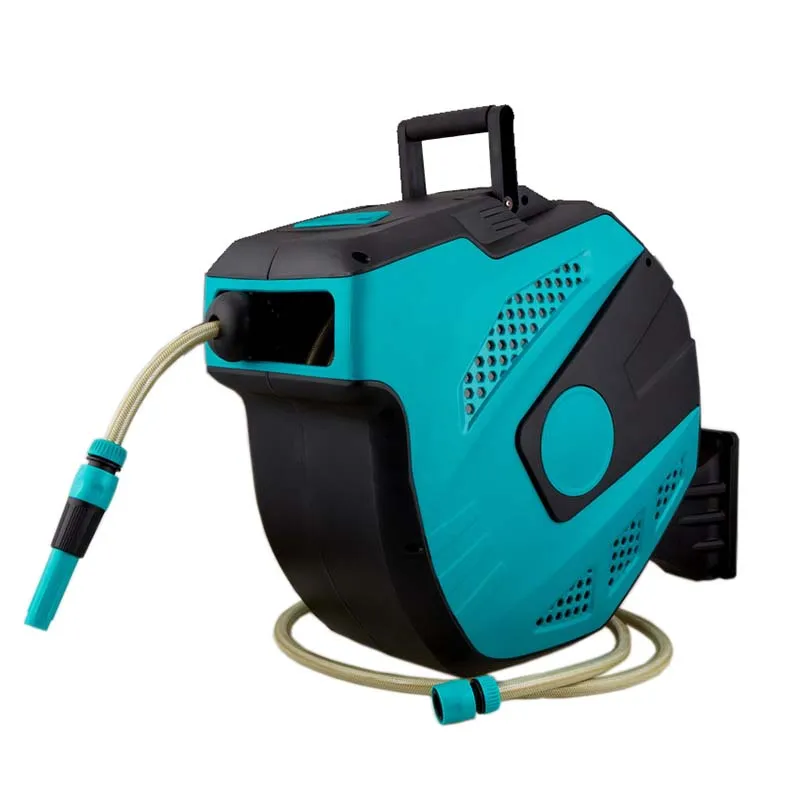 115FT Auto Rewind Garden Hose Reel with 9-Pattern Nozzle - 1/2