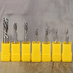 2pc SHK 3.175 4 5 6mm Left Spiral milling cutter down cut one Flute router bit CNC end mill carbide milling cutter plastic pvc