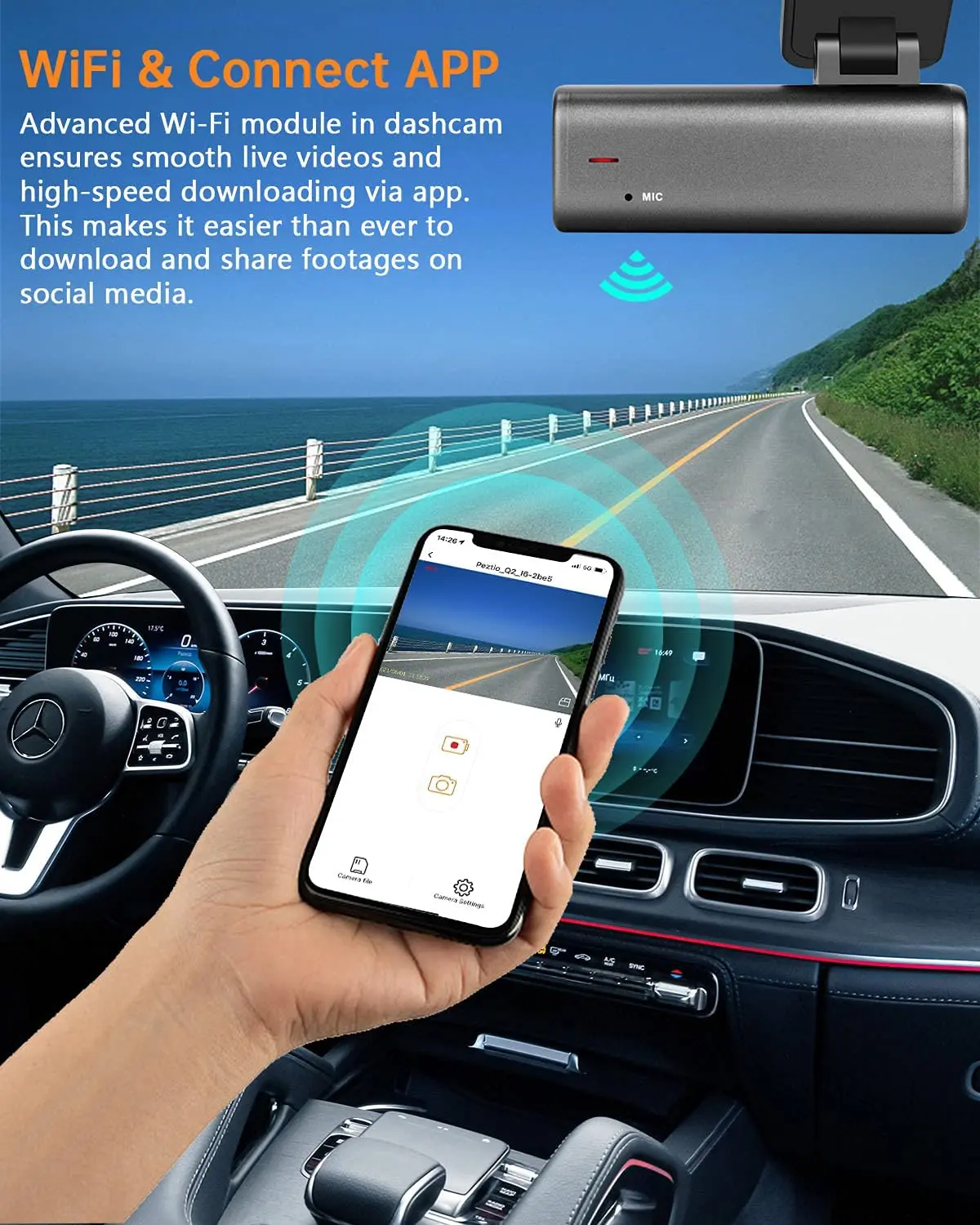 ADINKAM Mini Dash Cam 2K 1400P HD Video Recorder with IPS Screen Discreet Hidden DVR 24H Parking Monitoring WIFI Connect APP view 4