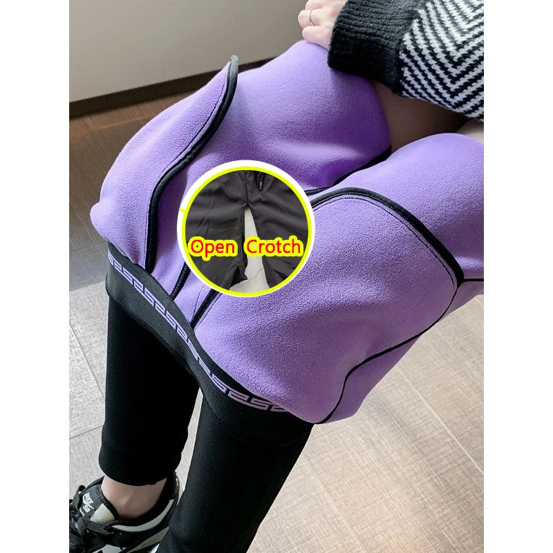 النساء مفتوحة المنشعب الحراري صوف مبطن السراويل سليم صالح الكاحل طماق الأسود اليوغا السراويل الدافئة الحرارية الشتاء الجوارب عالية