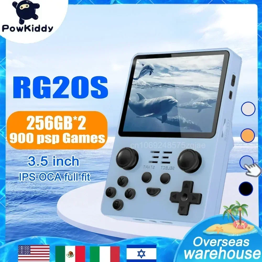 POWKIDDY RGB20S Retro Handheld Game Console 3.5-Inch IPS Screen Open Source System RK3326 256G+256G 900 PSP Children's Gifts