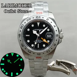 39mm Watch Black white dial Luminous 24 Jewel NH34A (GMT） Mechanical Men's Watch Sapphire Glass Stainless Steel  Strap