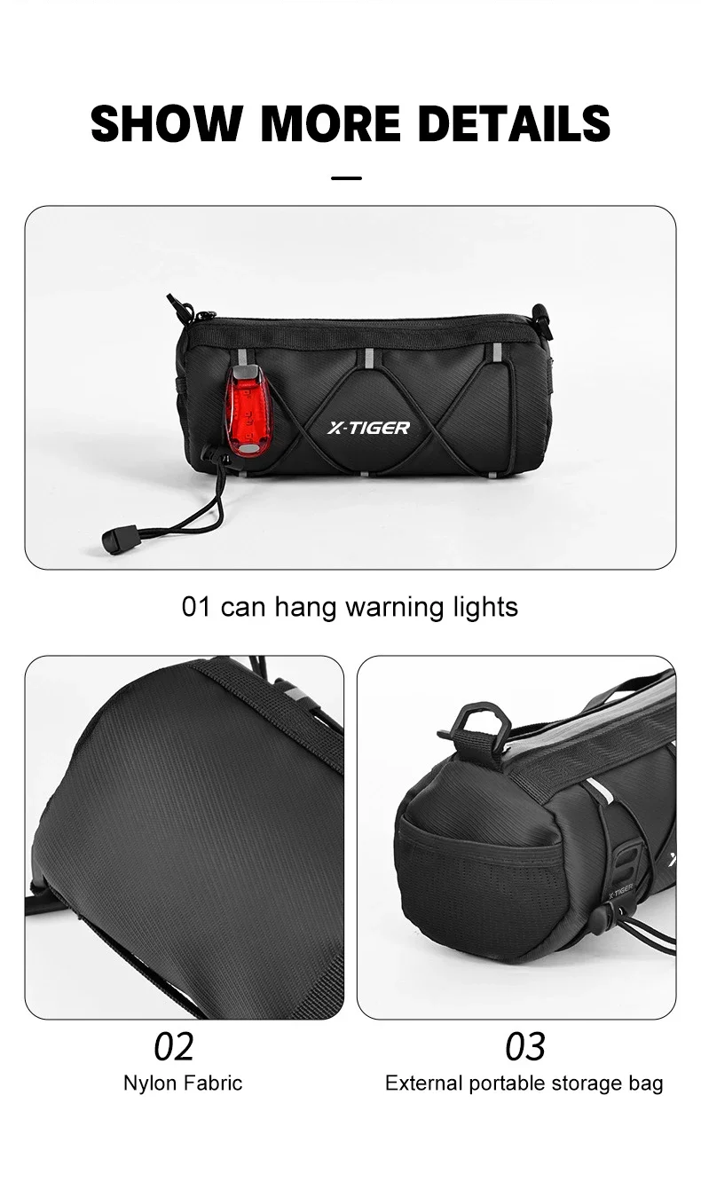 X-TIGER Fahrradtaschen Lenker Mehrzweck Schulter Sicherheit Wasserdicht MTB Rennrad Rahmen Schlauchtasche Umhängetaschen Fahrradtasche – Detail 12