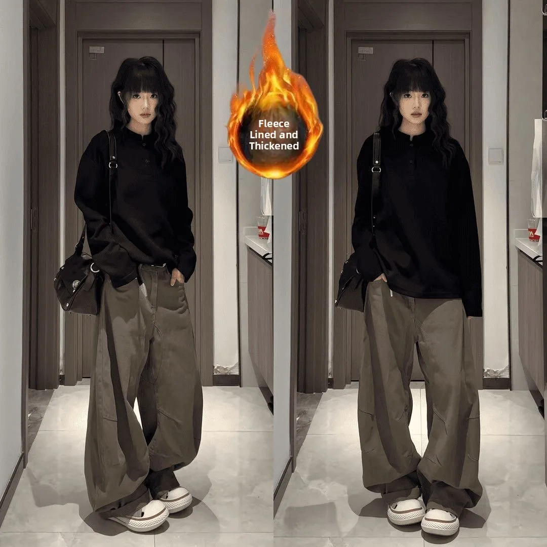 

plus Size Men's Hoodie Thiened Fce Long Sve Henry Collar Sweatirt Autumn Winter Faion Deconstructed Design Base S...