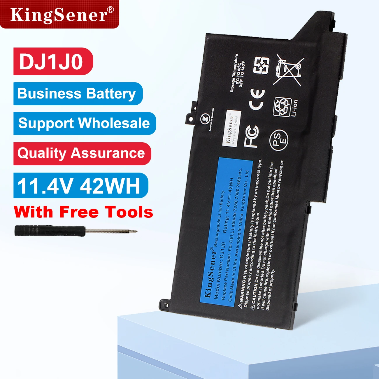 

KingSener New DJ1J0 Laptop Battery for DELL Latitude 12 7000 7280 7380 7480 Series PGFX4 ONFOH DJ1JO 0NF0H 11.4V 42WH