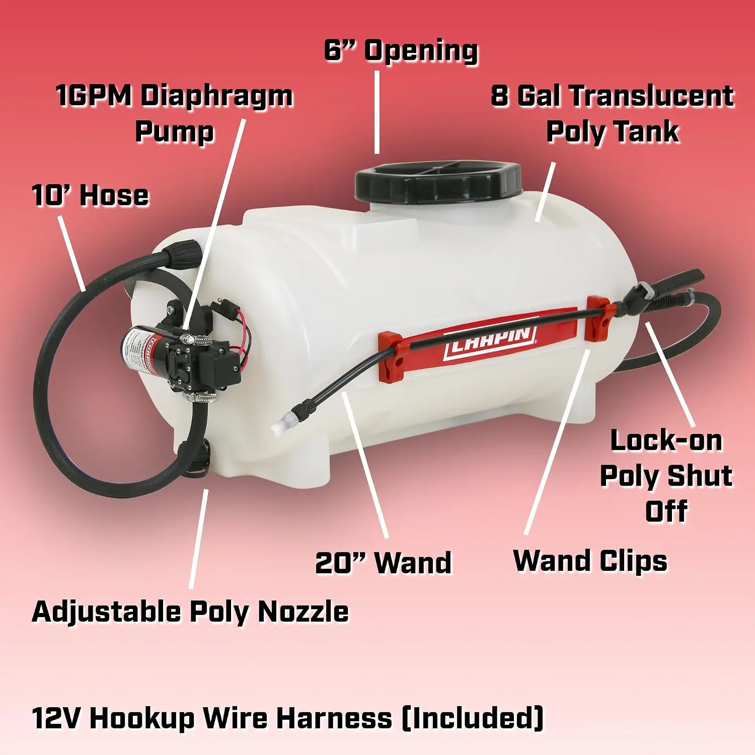 15 Gallon Atv Sprayer 12v Pump Easy Coverage Heavy Duty Chemical Resistant Poly Tank Double Filtration Fits Utvs Wide Opening 15