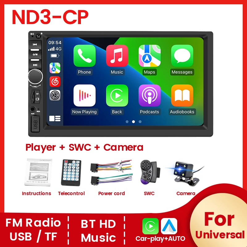 

7 inch Car Radio HD Video Player For Universal 2Din Head Unit Car MP5 Stereo Autoradio Multimedia GPS AUX Stereo Wired Carplay