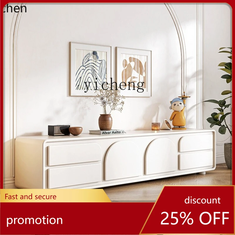 

ZMLFrench Cream Wind TV Cabinet Floor-to-ceiling Modern Simple Storage Creative TV Cabinet Coffee Table Combination