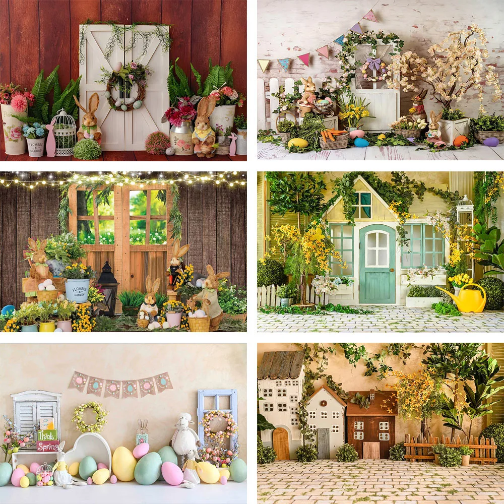 

Avezano Spring Photo Backgrounds for Photography Happy Easter Bunny Rabbit Eggs Flower Shop Child Portrait Backdrop Studio Decor