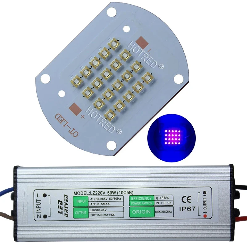 Imagem -03 - Potência uv Roxo Led Chips 3535 50w 365nm 370nm 395nm 400nm Diodo de Cobre Completo Luz Lâmpada para Cola uv Cura Tinta Clara Alta