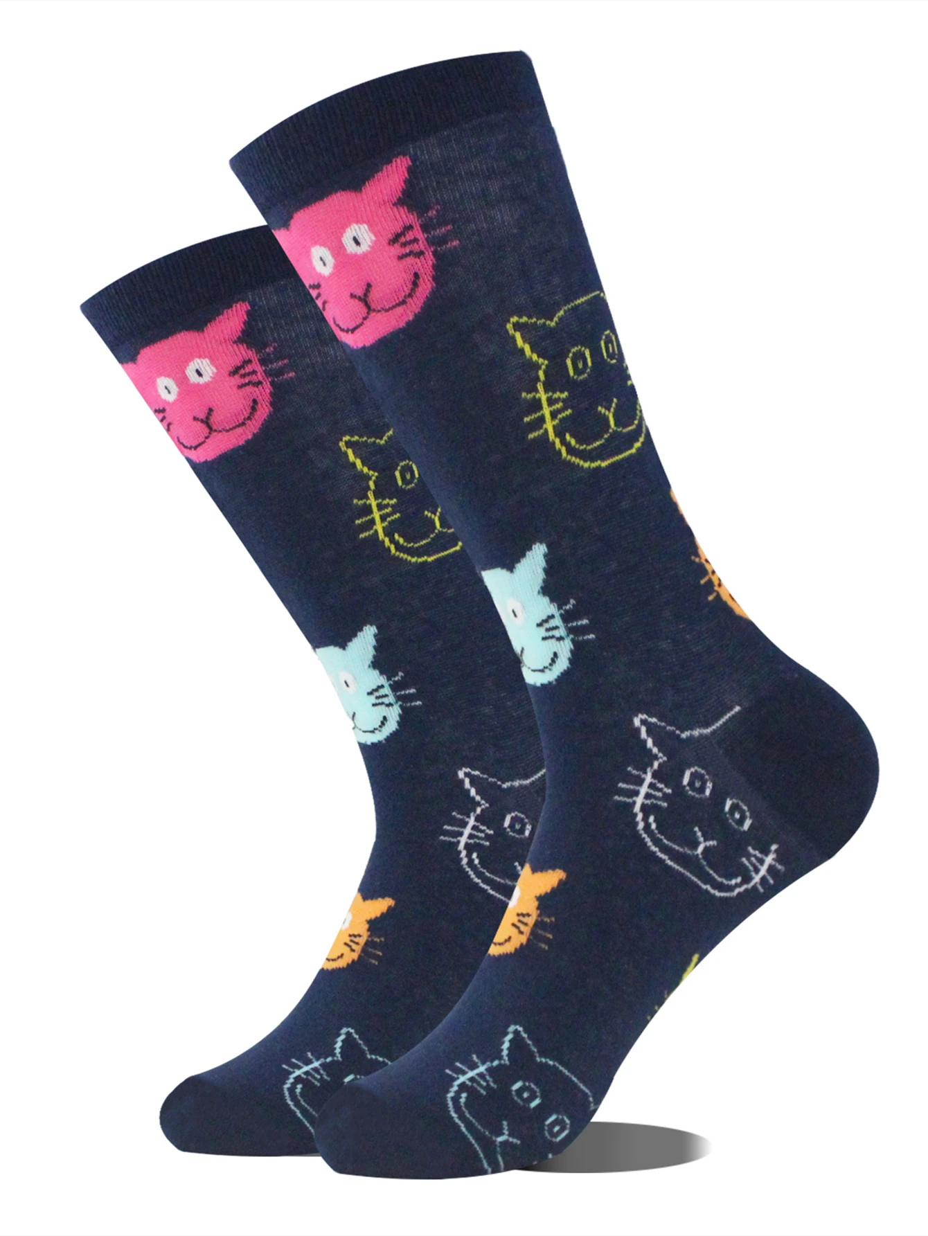 Colorful Cotton Socks Women Fashion Cute Korean Harajuku Cat Print Mid Length Women\'s Socks New Arrival Novelty Funny Socks