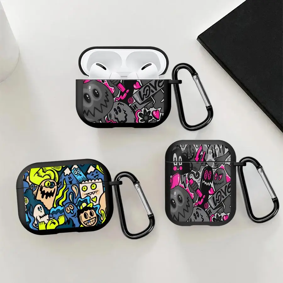 Earphone Cases Cover Case For Airpods Pro Pro2 1 2 3 Pro3 4 Cartoon Graffiti Monster view 6