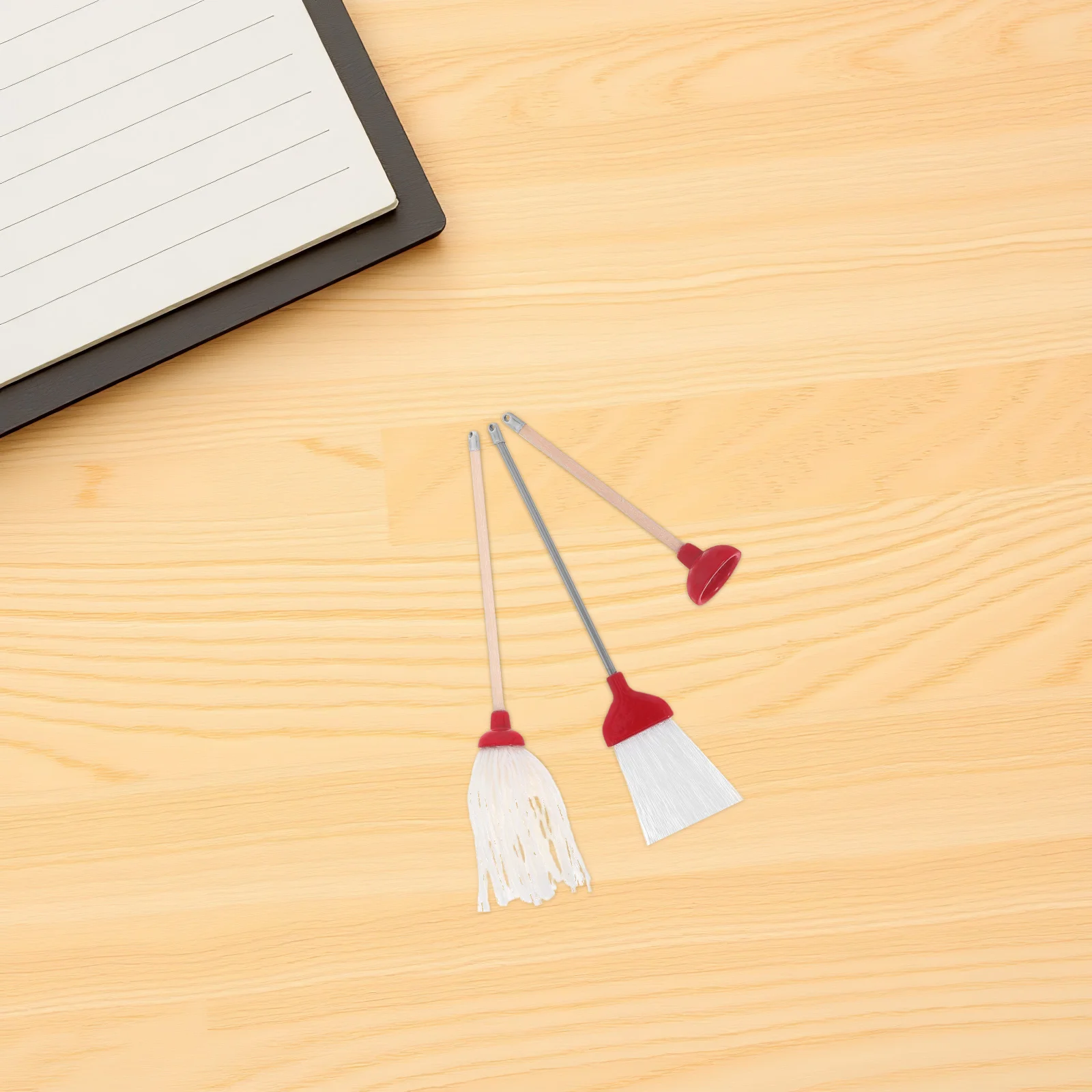 Ensemble d'outils de nettoyage miniatures, 3 pièces, vadrouille, balai, accessoires de toilette, scène de salle de bain réaliste, jeu de rôle pour enfants, Mini