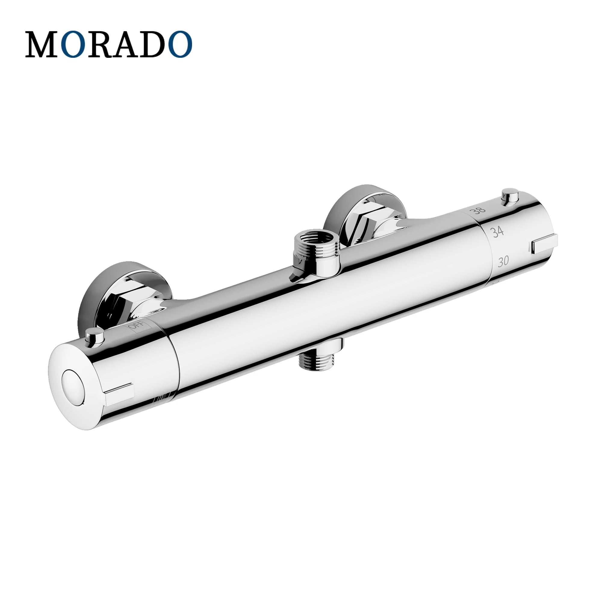 MORADO Thermostatic Dual-Outlet Shower Mixer Chrome Brass Round Thermostatic Shower Bar Two Way Bath Shower Faucet Valve