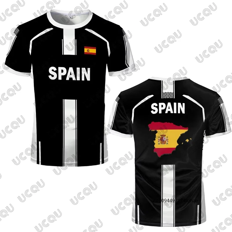 Summer New Spain Flag Print Soccer Jersey For Men Women T-Shirt Outdoor Breathable Sports Training O-neck Tees Casual Kids Tops view 4