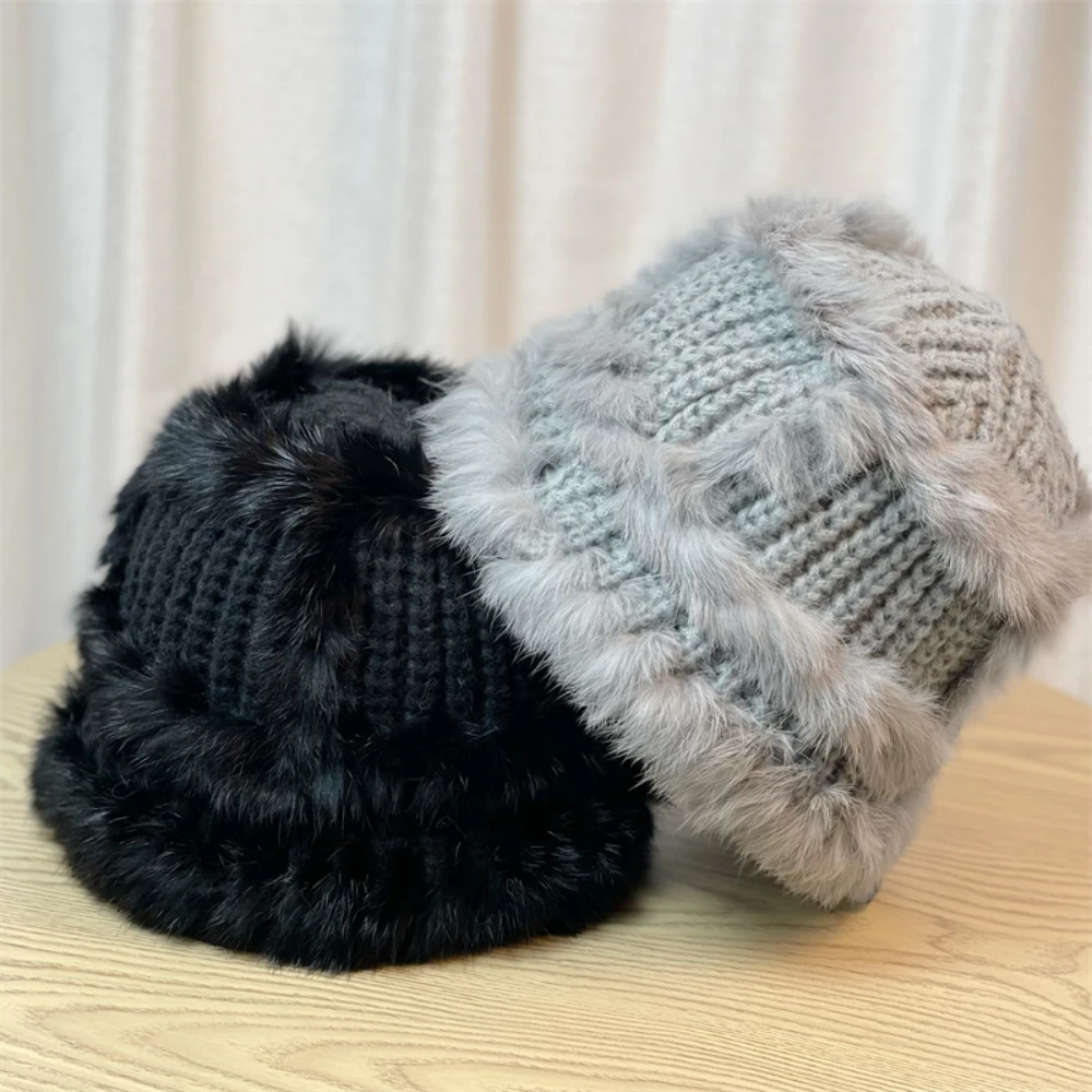 

New Autumn And Winter Women's Cute Thickened And Warm Fisherman Hat Versatile Face-showing Furry Bucket Hat Woolen Hat