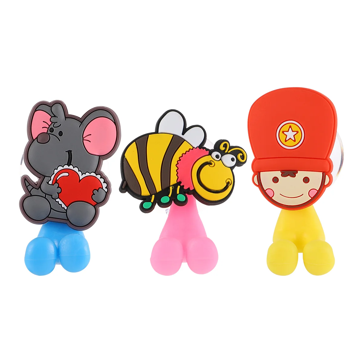 

3 Pcs Suction Wall Toothbrush Holder Bathroom Cartoon Hooks Cute Rubber Animal for Toothbrushes