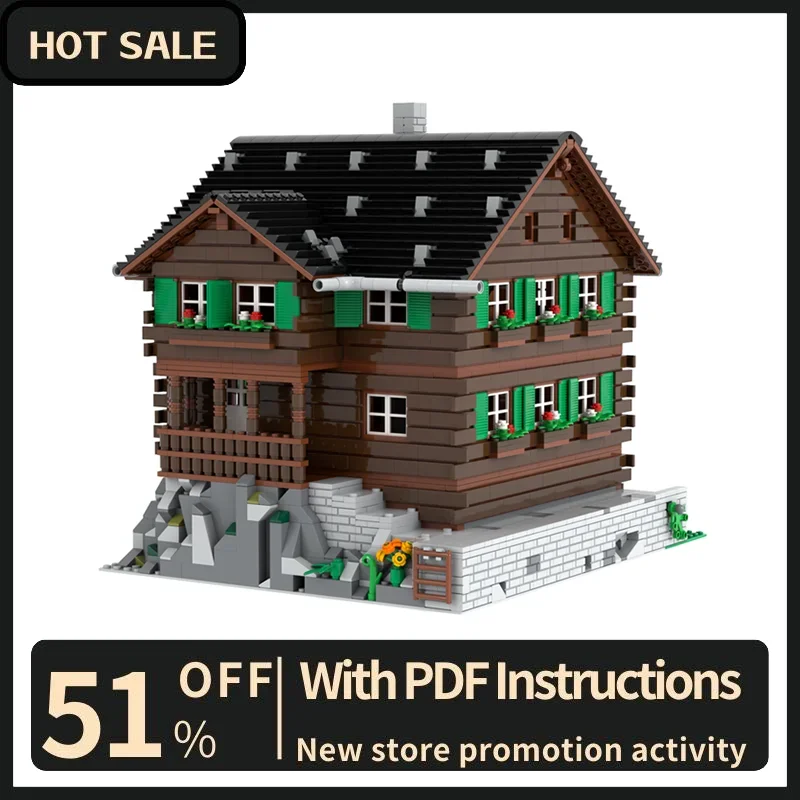 New 3942Pcs City Street View Moc Modular Swiss Mountain Chalet Model Building Custom Puzzle Diy Creative Idea Toy Birthday Gifts