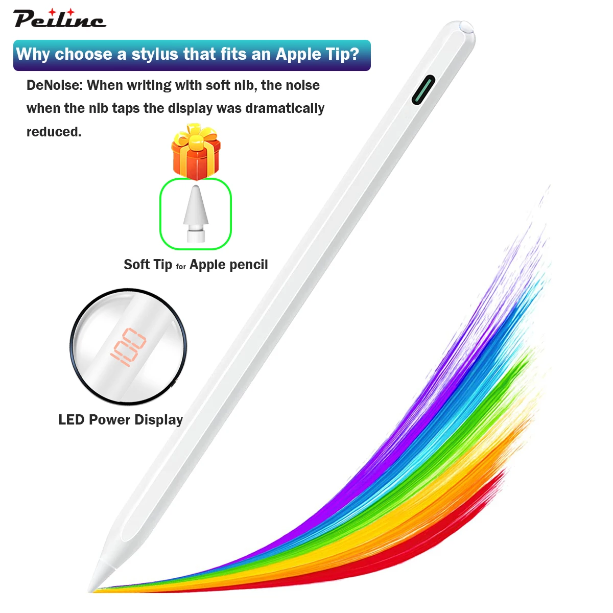 

Stylus Pen for iPad with LED Power Display,Palm Rejection,Tilt Sensitivity, Magnetic, Compatible iPad 2018Later Versions