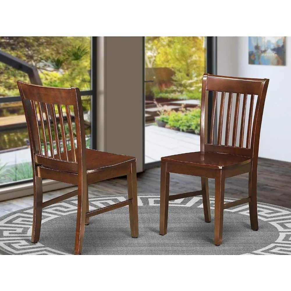 

East West Furniture, Norfolk Dining Room Chairs - Slat Back Solid Wood Seat Chairs, Set of 2, Mahogany