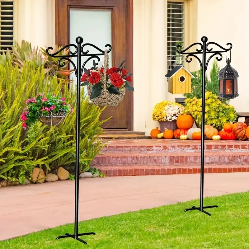 

Zml hook outdoor hanging flower pot courtyard garden floor stand iron floor plug hook