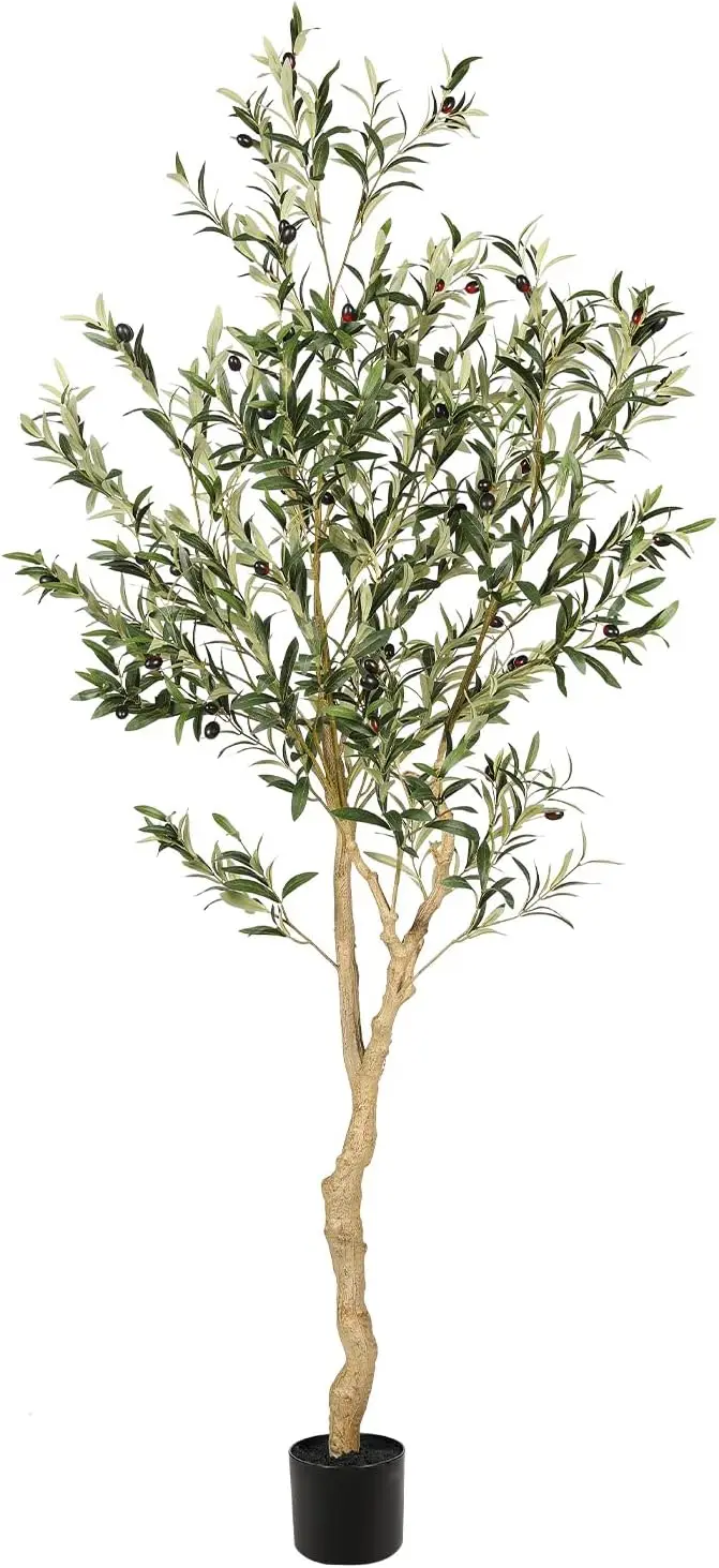 

6ft Artificial Olive Tree with Realistic Leaves, Modern Pot for Home Office Living Room Floor Decor Indoor