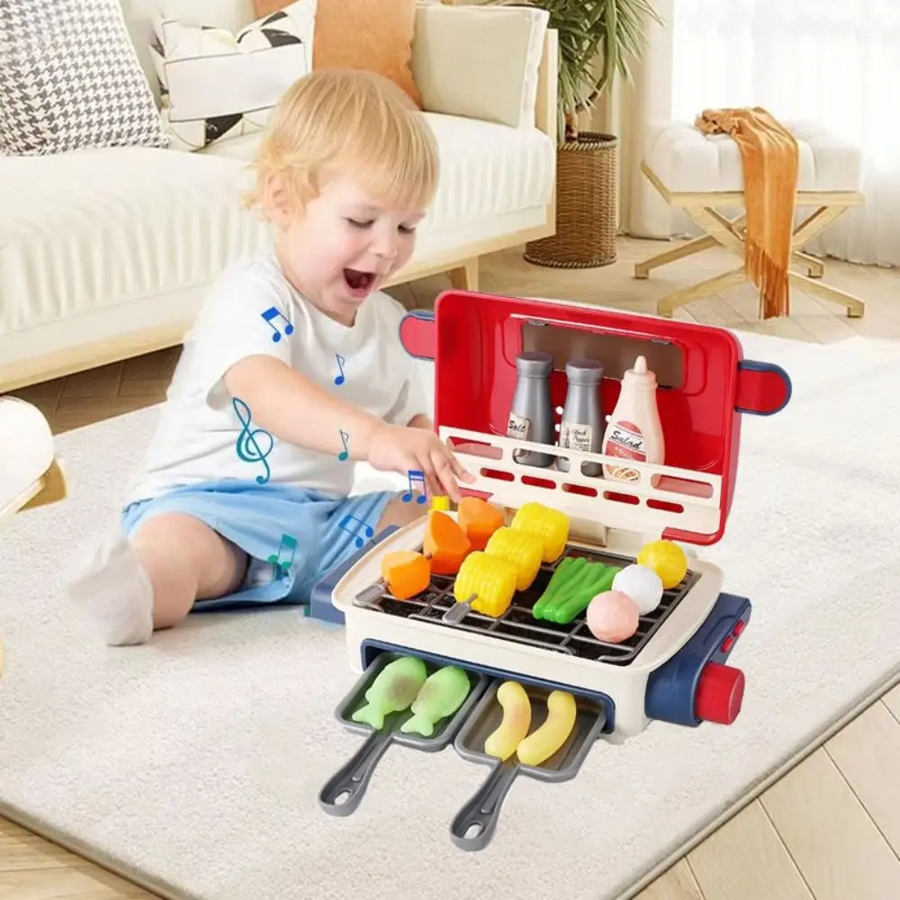 

34pcs/set LED Simulated Barbecue Set Lights and Music Spray Kids Pretend Cooking Toy Miniature Exquisite Kids BBQ Playset