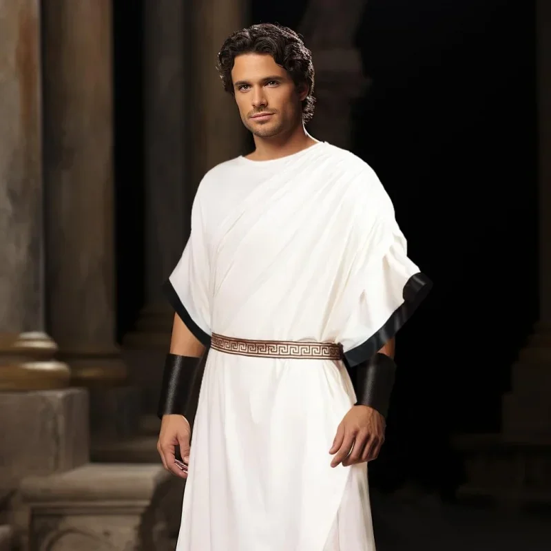 زي هالوين روماني ديونيسوس مع سوار من الجلد للرجال ، بدلة مصارع ، ملابس للكبار ، كينج ،