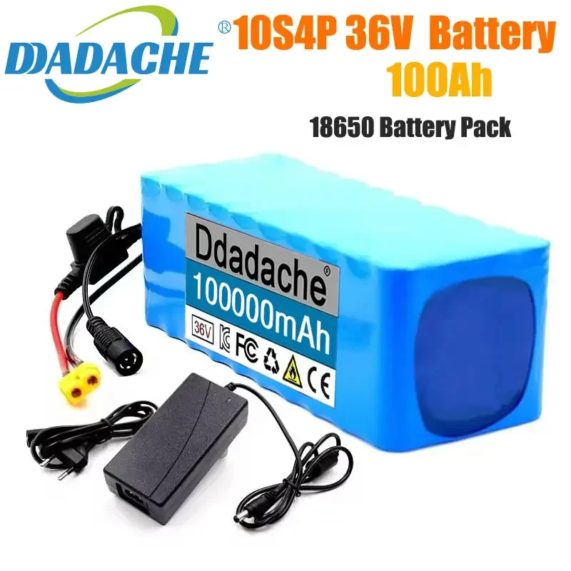 

100% Original 36V 10s4p 100Ah 20000W Large Capacity 18650 Lithium Battery Pack with BMS XT60 Plug 18650battery