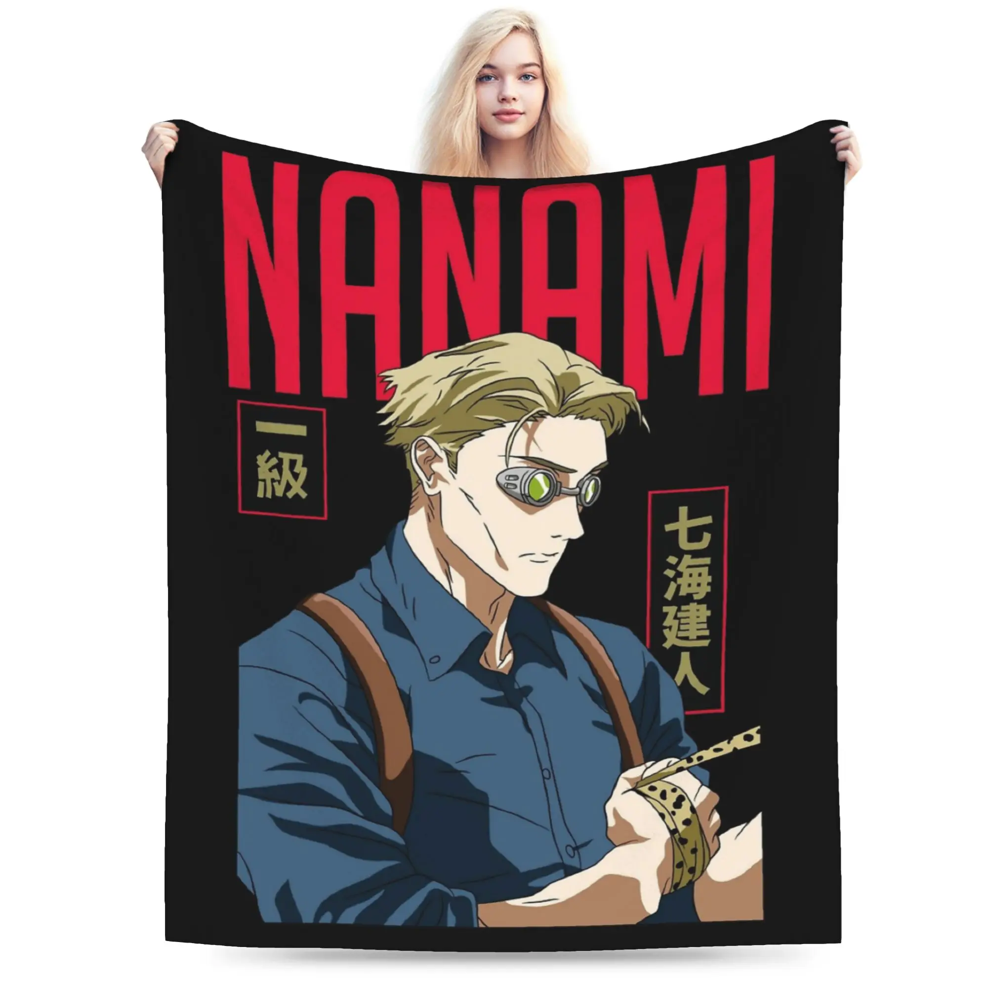 N-Nanami Kento Anime Gojo Satoru JJK Nanamin Blanket Fleece All Season Super Soft Throw Blankets for Bed Office Bedspread