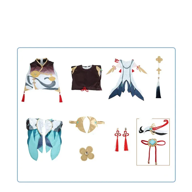 

Genshin Impact Shenhe Cosplay Full Set Costumes with Or Without Wigs Comic-Con Halloween Themed Dress Up Accessories XZG4HL6F