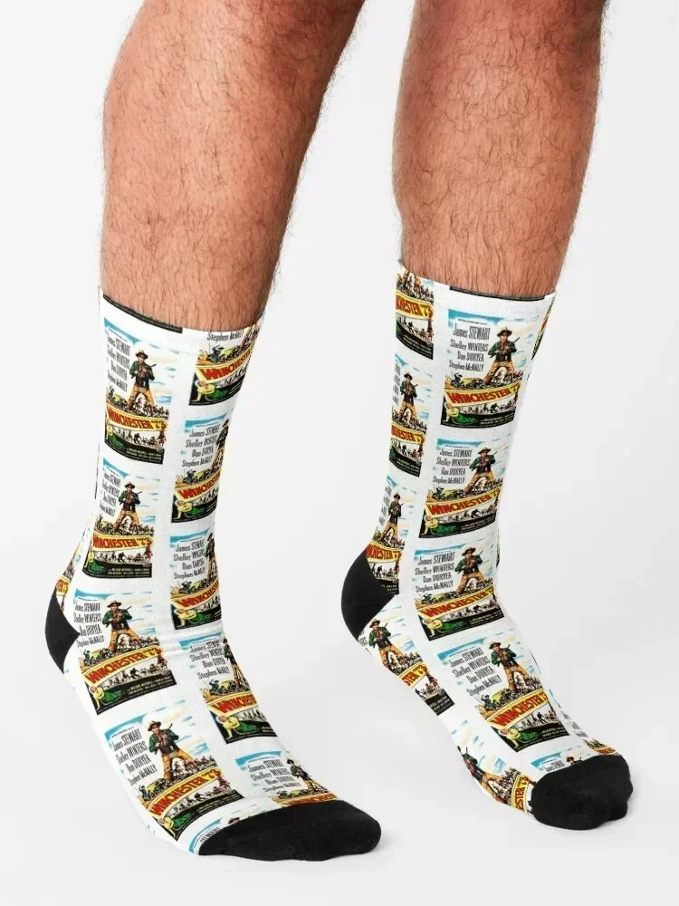 Winchester '73 (1950) Movie Poster Socks funny gift gym hiking winter thermal Luxury Woman Socks Men's