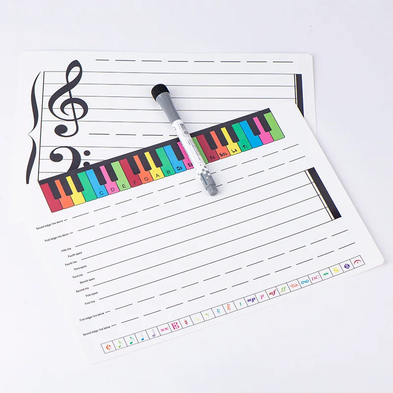 Double-sided Repetitive Rewritable Music Clipboard Writing Board Musical Stationery Note Pad Teaching Keyboard Learning Wordpad