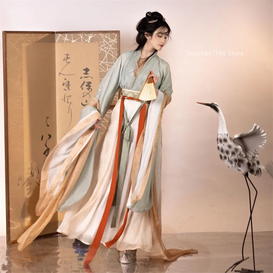 Hanfu Dress Women Chinese Traditional Cosplay Costume Ancient Gradient PURPL&Blue Hanfu Dress  Plus Size XL